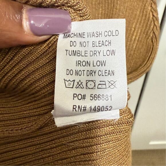 NWT Fashion Nova Tamara Camel Ribbed‎ Knit Sweater Maxi Bodycon Dress Size XS - Picture 11 of 12